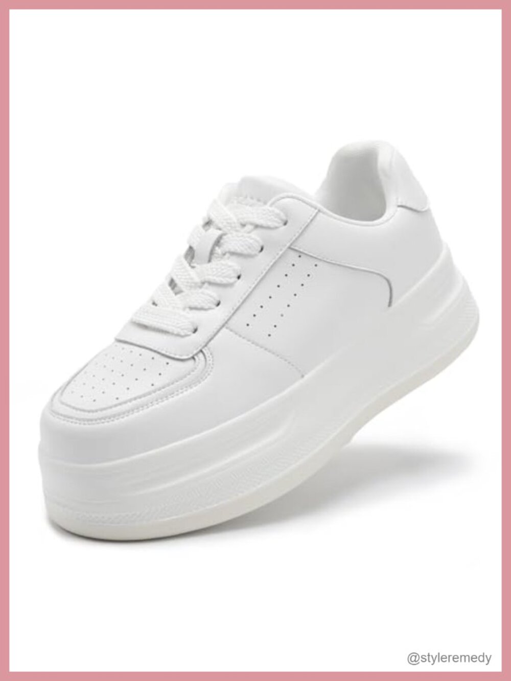 Women's Leather Lace Up Platform Walking Shoes Lightweight Casual Sneakers